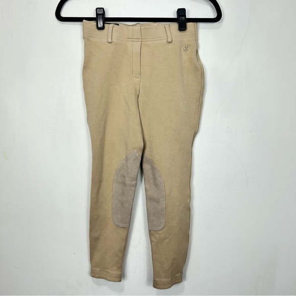 ARIAT kids heritage knit knee patch breech riding tan pants U14 - Picture 6 of 8